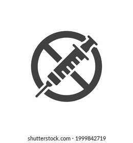 No vaccine vector icon. filled flat sign for mobile concept and web design. Stop vaccination glyph icon. Symbol, logo illustration. Vector graphics