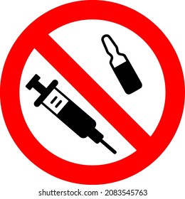 No vaccine vector icon on a white background. An isolated flat icon illustration of no vaccine.