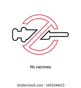 No vaccines icon vector on white background. Black icon illustration