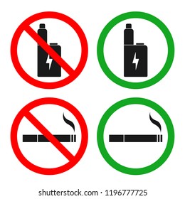 NO VAPING AREA sign. NO SMOKING ZONE sign. Vector.