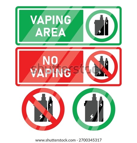 No Vaping and Vaping Area Sign Vector Illustration