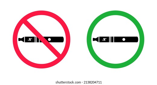 Keine Schilder für den Verdunstungs- und den Verdunstungsbereich. Rot verbotene und grüne Kreise Zeichen Symbol einzeln auf weißem Hintergrund Vektorgrafik. Rauchverbot und grüne Zugangskreise.