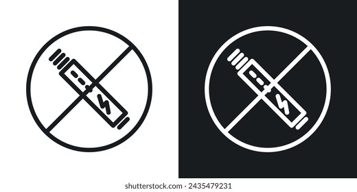 No Vaping Icon Designed in a Line Style on White background.