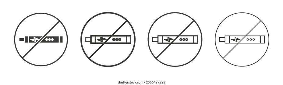 No vaping icon flat and linear vector illustration on white background.