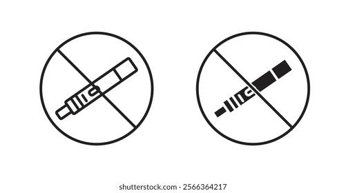 No vaping icons in line stroke and flat versions