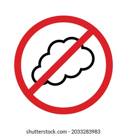 No hay icono vectorial de contorno de vapor. El concepto de cigarrillo electrónico. Advertencia de prohibición y restricción. Ilustración de diseño de línea simple plana.