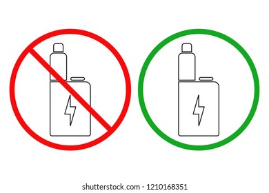 NO VAPING sign. ELECTRONIC CIGARETTE icon. Outline. Vector.