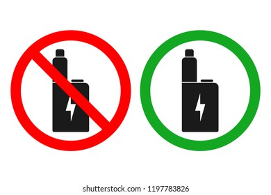 NO VAPING sign. ELECTRONIC CIGARETTES ALLOWED sign. Vector.
