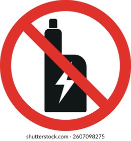 No vaping sign . Forbidden electronic cigarette sign . Vaping warning sign . Vector illustration