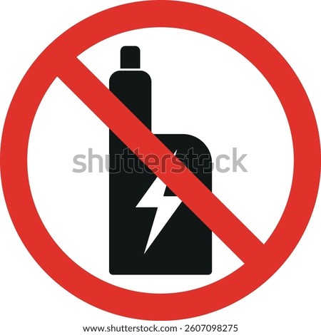 No vaping sign . Forbidden electronic cigarette sign . Vaping warning sign . Vector illustration
