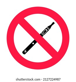 No vaping sign. Red forbidden circle sign icon isolated on white background vector illustration. Vape and smoke and in prohibition circle.