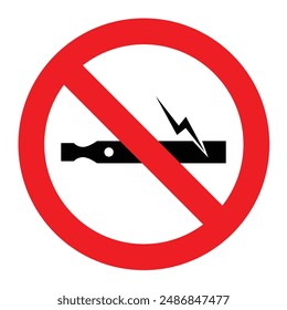 no vaping sign no smoking warning with electric cigarettes, prohibition and health risk illustration