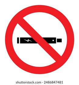 no vaping sign no smoking warning with electric cigarettes, prohibition and health risk illustration