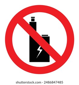 no hay señal de vapeo no fumar advertencia con cigarrillos eléctricos, prohibición y riesgo de salud ilustración
