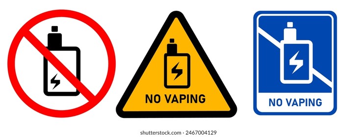 No vaping no vape restriction forbidden e-cigarette electric liquid cigarette prohibited label emblem sticker sign