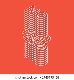 No. Vector 3d illustration on white background line style.