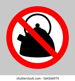 No Vector Kettle Icon Forbidden Sign Stock Vector (Royalty Free ...