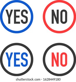  Yes and No vector symbols two options for each isolated