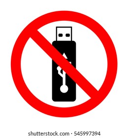 No Vector USB flash drive sign. 