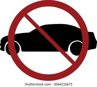 No vehicles allowed sign with crossed out car silhouette