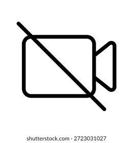 Video Sin Botón. Desactivar el ícono de Vector simple moderno del símbolo de la cámara