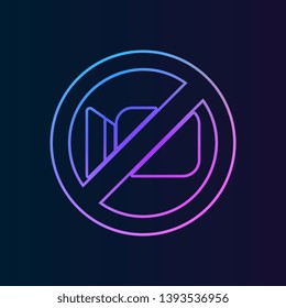 No video camera ban, forbiddance icon. Simple thin line, outline vector of ban, prohibition, forbid icons for UI and UX, website or mobile application on dark gradient background