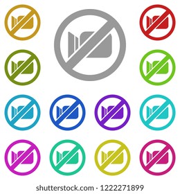 No video camera ban, prohibition, embargo, forbiddance icon in multi color. Simple glyph vector for UI and UX, website or mobile application