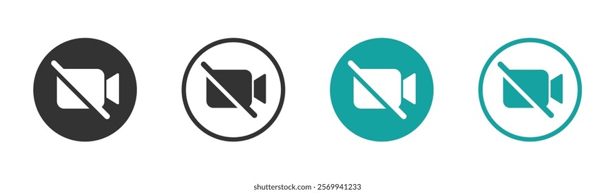 No video camera flat vector icons