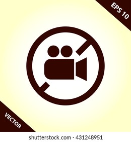 no video camera icon. filming forbidden vector illustration
