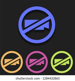 no video camera icon in multi color. Simple glyph vector of Ban set for UI and UX, website or mobile application on white background