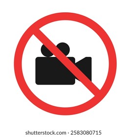 No video camera icon, no video recording vector stock illustration