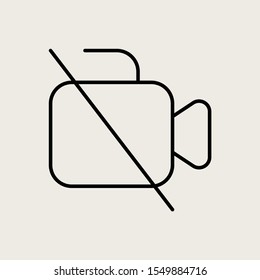 No video camera outline simple vector icon