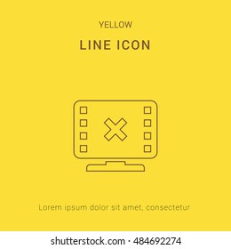No Video Cute yellow thin line icon / logo Design