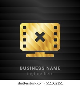 No Video Gold and Black silk fashion premium icon / Logo