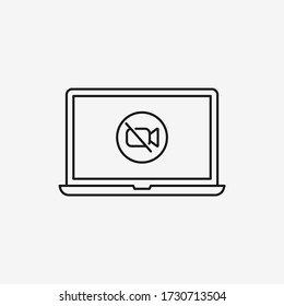 No video icon on laptop screen. Multimedia symbol modern, simple, vector, icon for website design, mobile app, ui. Vector Illustration