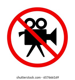 No video movie camera no filming prohibition sign icon illustration