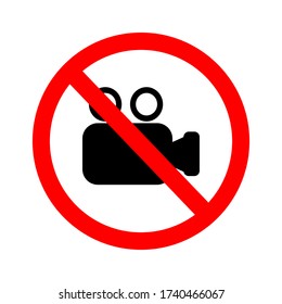 No video record, prohibition sign, vector illustration.