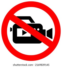 No video recording prohibition vector sign on white background