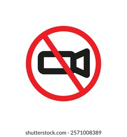 No video recording sign flat line symbol set.