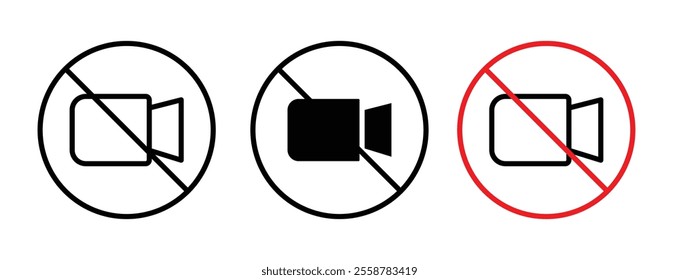 No video recording sign vector set