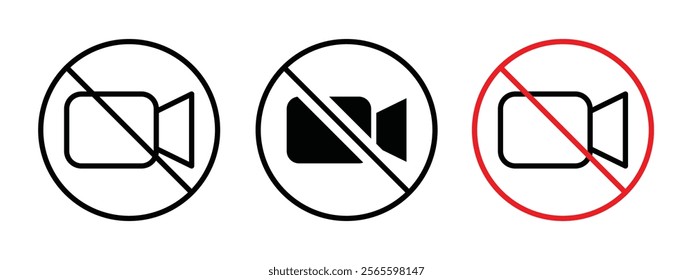 No video recording sign vector in black and red colors