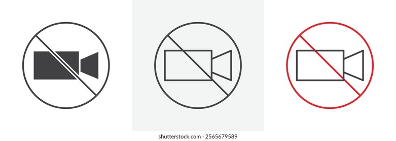 No video recording sign vector in black and colored versions