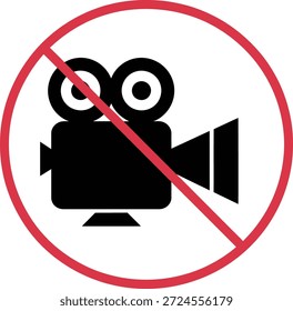 Video Ilustración vectorial de la señal de grabación con el icono de la cámara y el círculo rojo de la prohibición