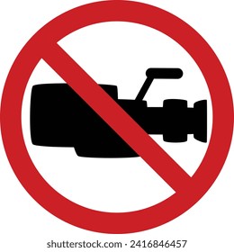 No video recording signboard. It is
forbidden to record video. Prohibition sign. Red prohibition
sign. Ban record . Don't shoot videos.
Warning, caution, attention, restriction, printable stiker 