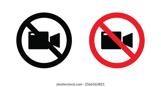 No video recording signs in black and color style