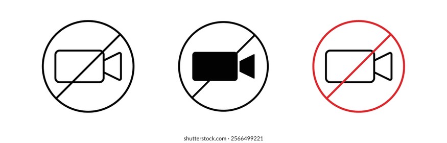 No video recording signs flat and linear vector illustration on white background.