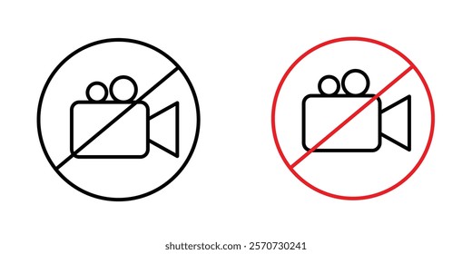 No video recording signs vectors on white background.