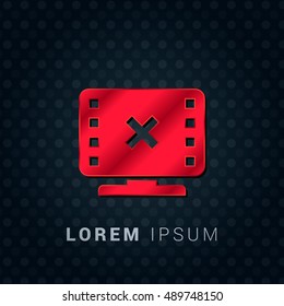 No Video Red chromium precious metallic 3D Icon / Logo Design