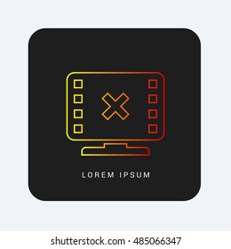 No Video Red & Orange gradient attractive line thin icon / logo design