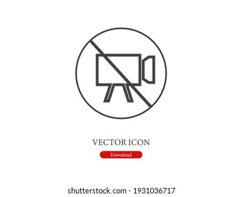 No videocamera vector icon.  Editable stroke. Linear style sign for use on web design and mobile apps, logo. Symbol illustration. Pixel vector graphics - Vector